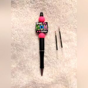 Pink "Best Mom Ever" Beaded Pen